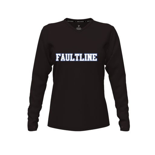 [CUS-DFW-TEES-CMF-VNK-LSL-BLK-FYXS-LOGO3] Decker Comfort T-Shirt (Female Youth XS, Black, V Neck, Logo 3, Long Sleeve)